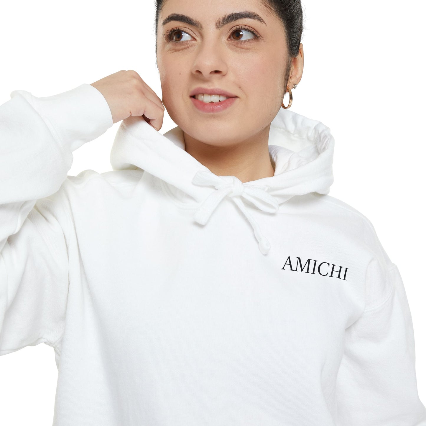 AMICHI Men's Relaxed White Casual Hoodie