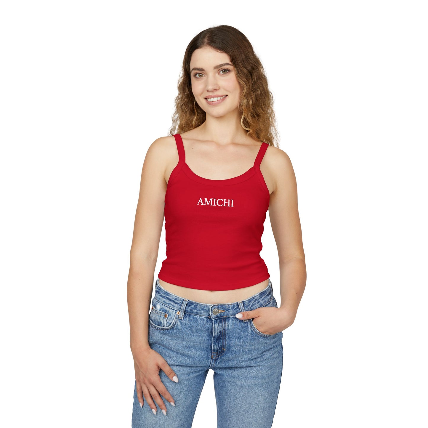 AMICHI Red Spaghetti Strap Tank Top