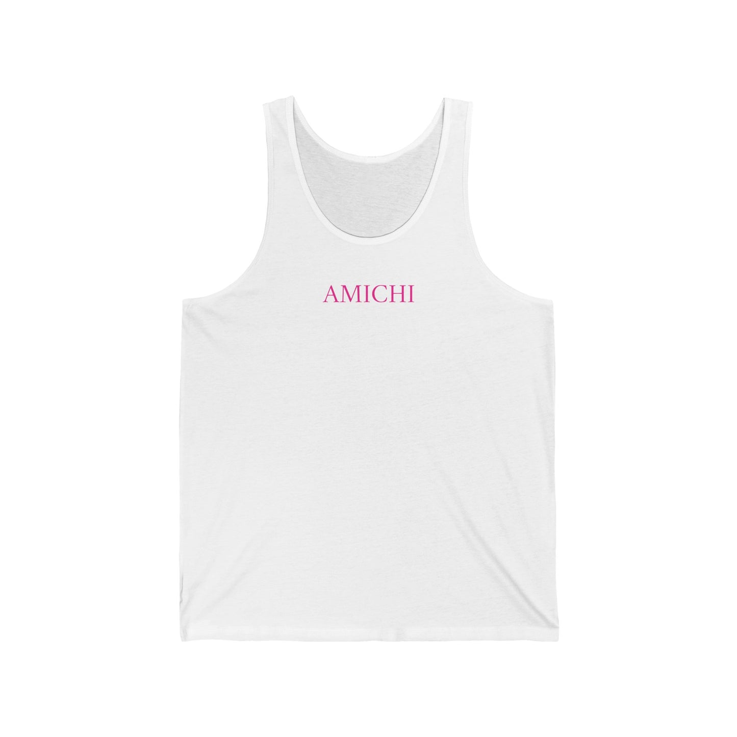 AMICHI Pink Logo Luxury Relaxed White Tank