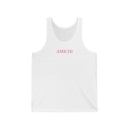 AMICHI Pink Logo Luxury Relaxed White Tank