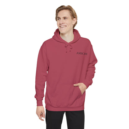 AMICHI Men's Relaxed Casual Crimson Hoodie