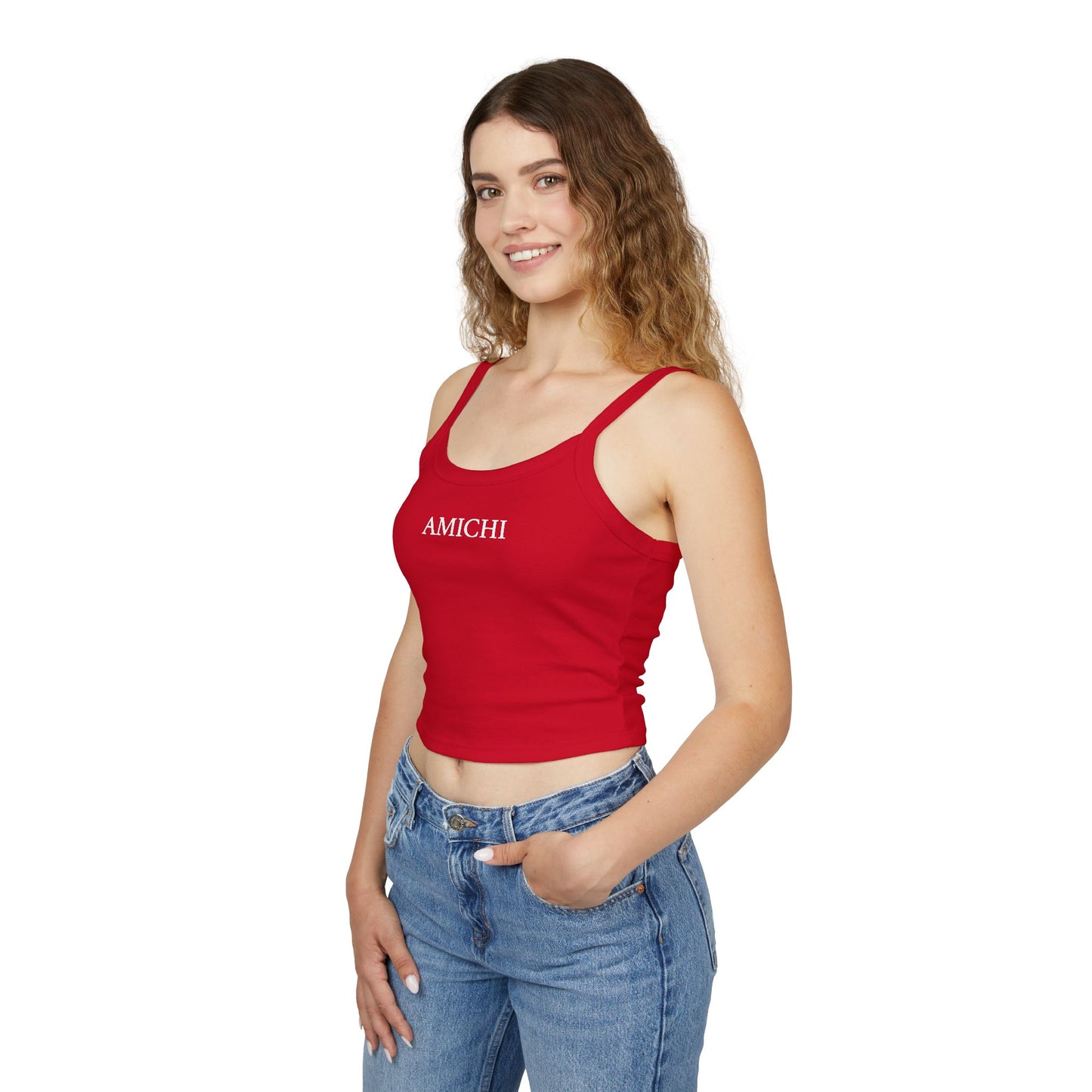 AMICHI Red Spaghetti Strap Tank Top